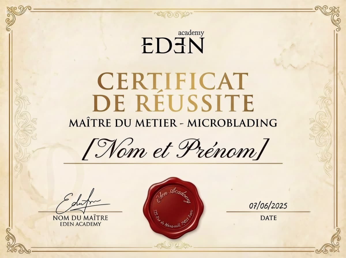 Certificat de reussite Eden Academy